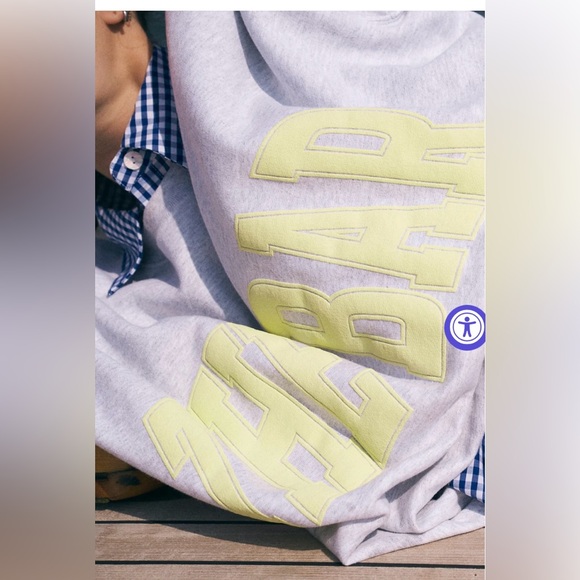 The Bar Varsity Sweatshirt Heather Grey with Lemon/Yellow Size XXL - Picture 9 of 13